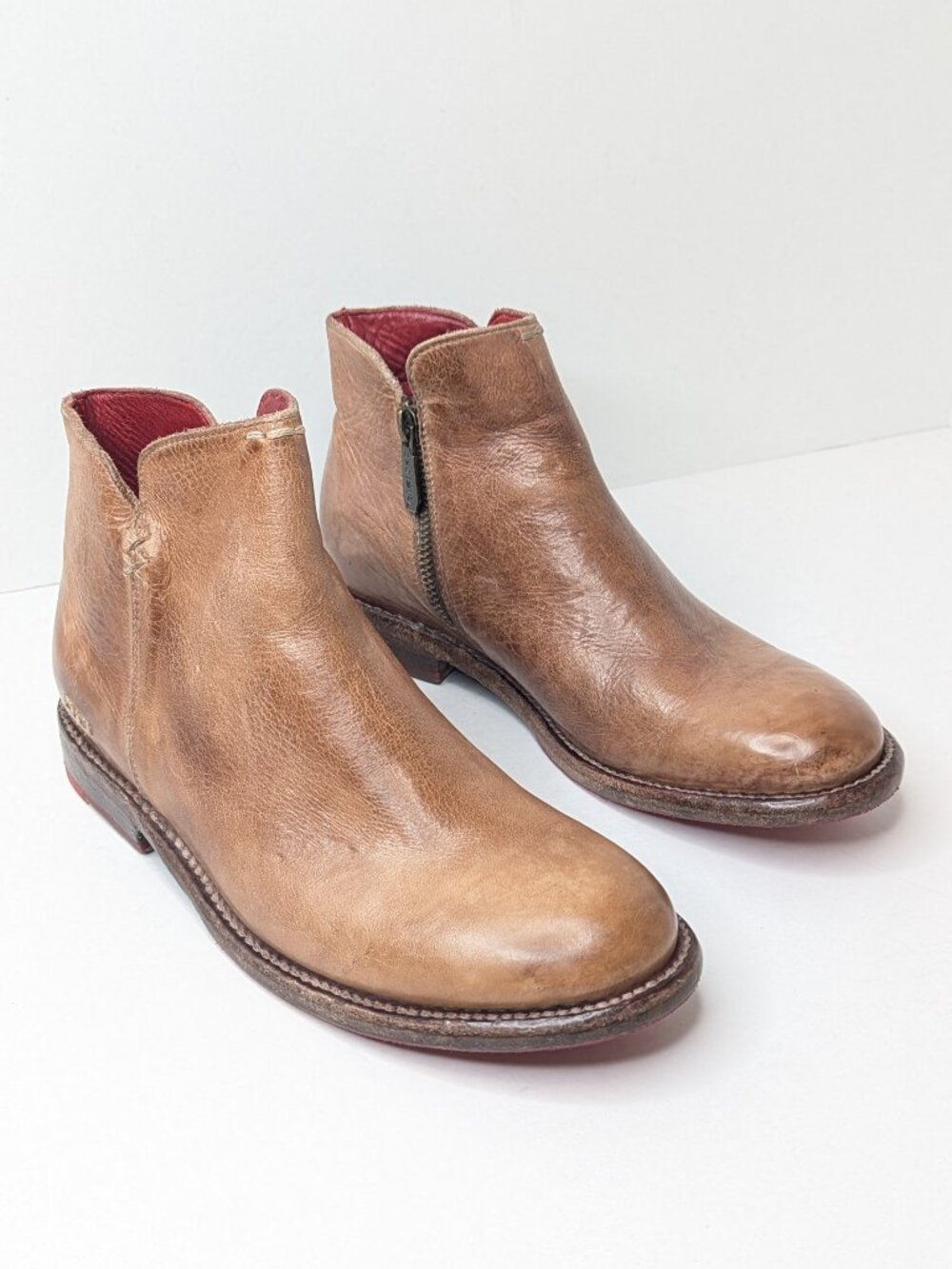 Bed Stu Yurisa Ankle Boots Tan Rustic Leather Womens 8.5